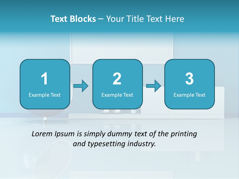 Blue Modern Living Room With Blank Canvas PowerPoint Template