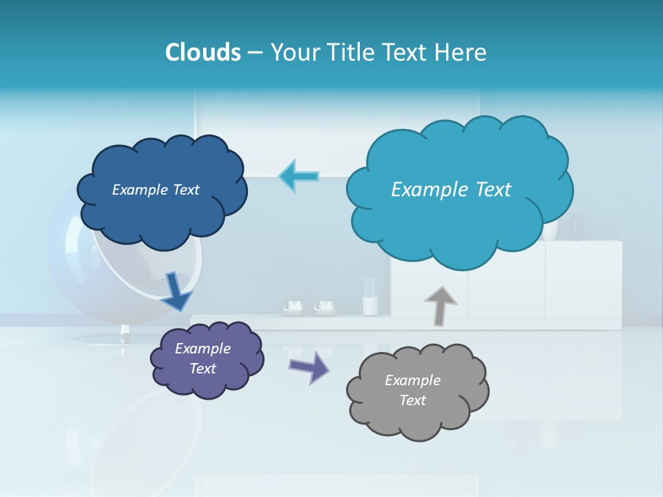 Blue Modern Living Room With Blank Canvas PowerPoint Template