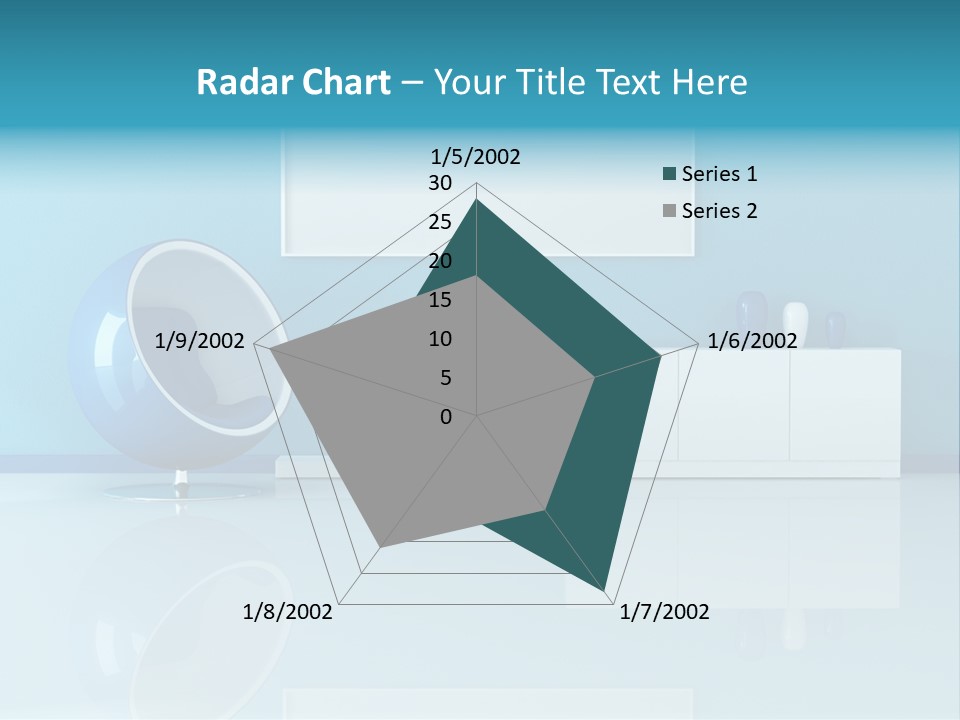 Blue Modern Living Room With Blank Canvas PowerPoint Template