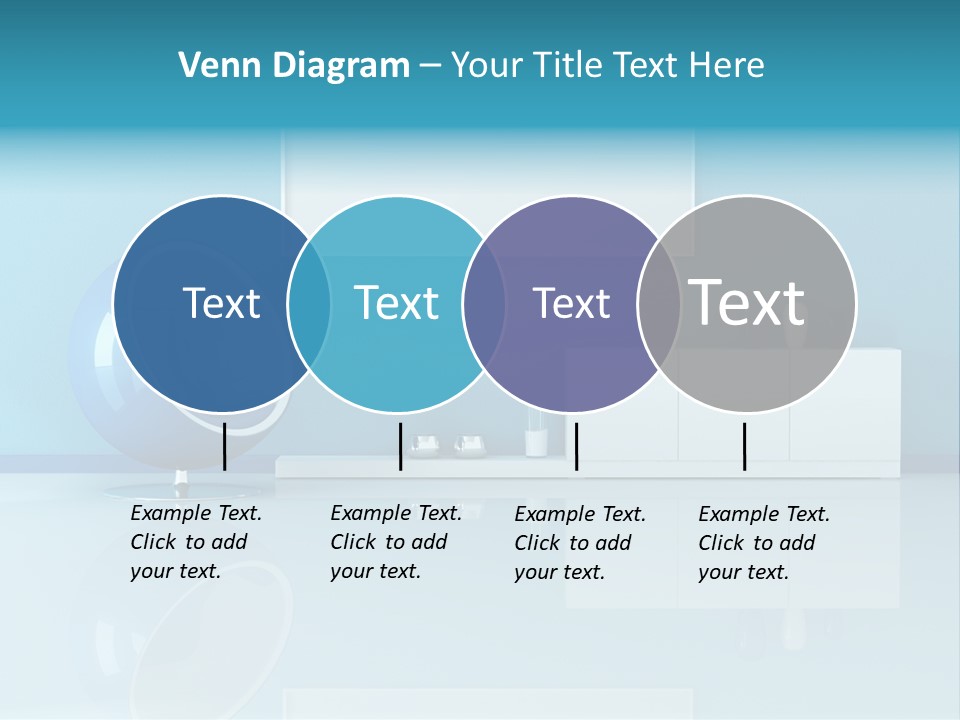 Blue Modern Living Room With Blank Canvas PowerPoint Template