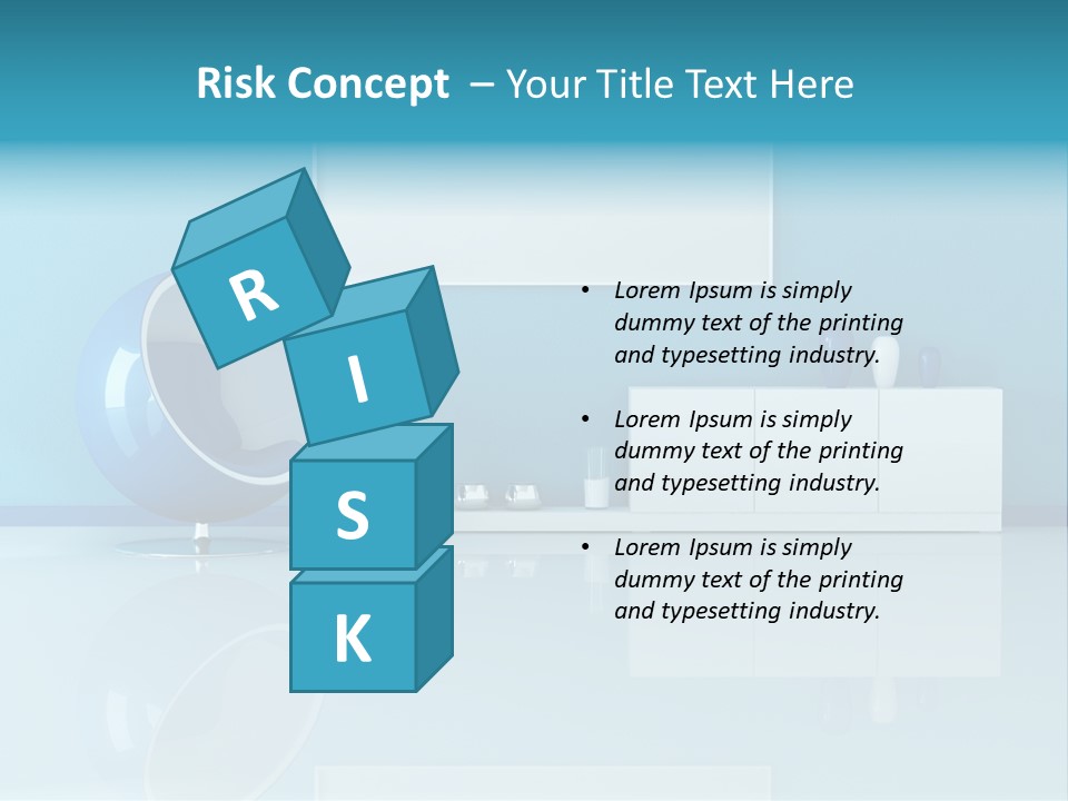 Blue Modern Living Room With Blank Canvas PowerPoint Template