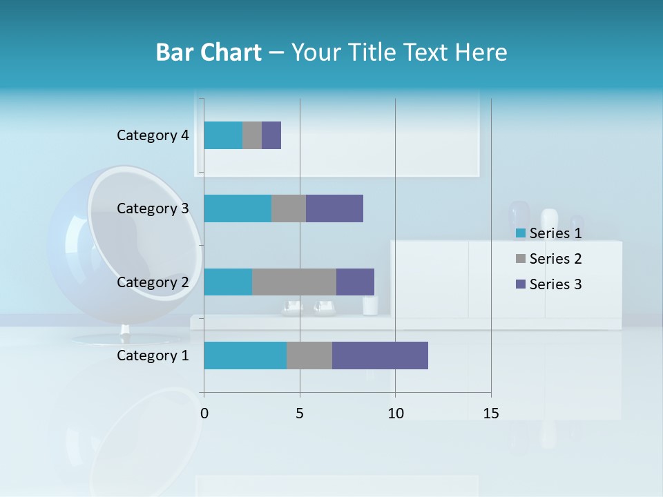 Blue Modern Living Room With Blank Canvas PowerPoint Template