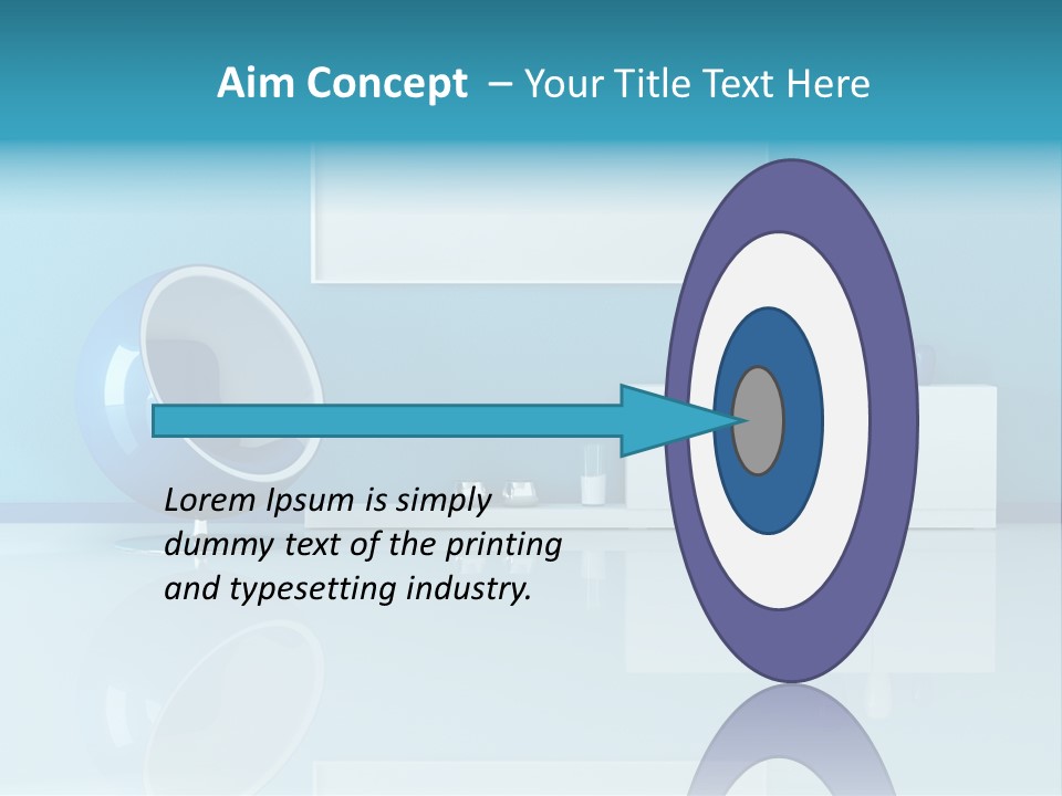 Blue Modern Living Room With Blank Canvas PowerPoint Template