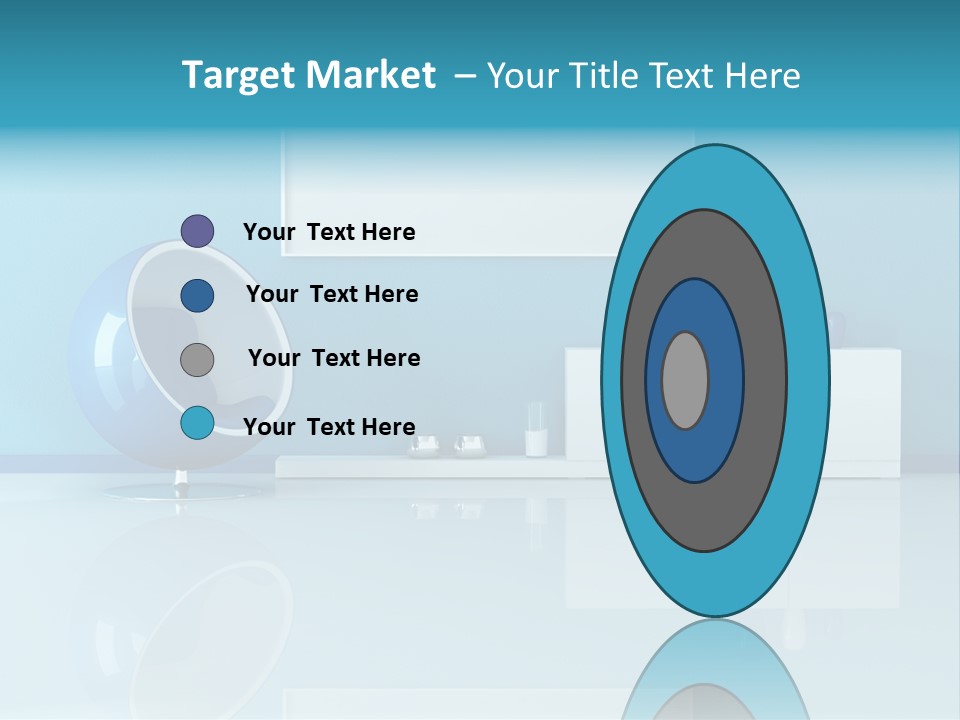 Blue Modern Living Room With Blank Canvas PowerPoint Template