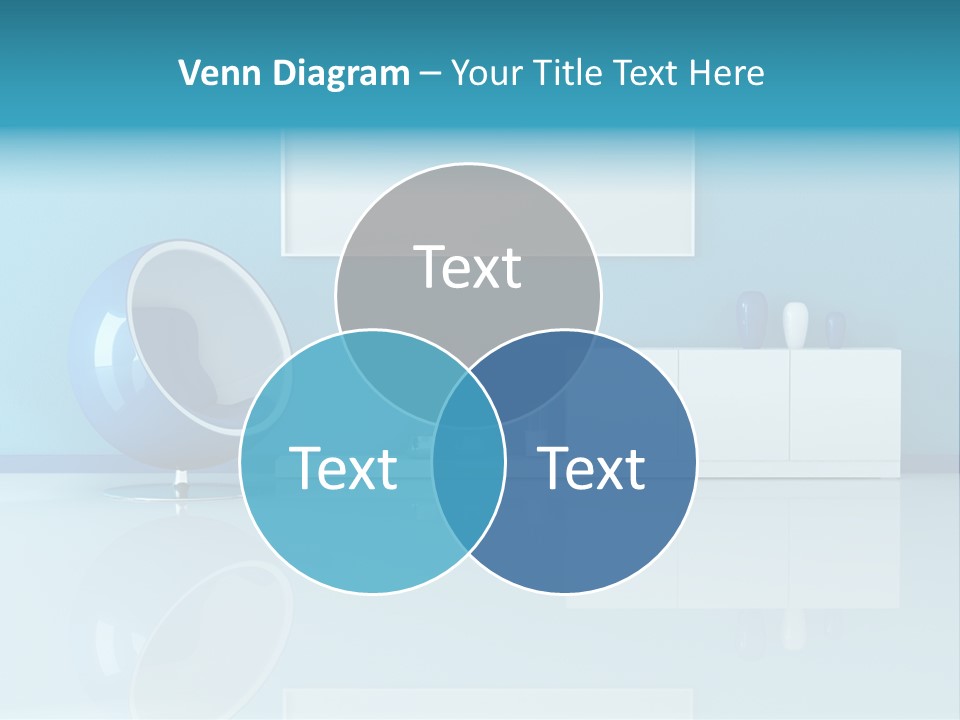 Blue Modern Living Room With Blank Canvas PowerPoint Template