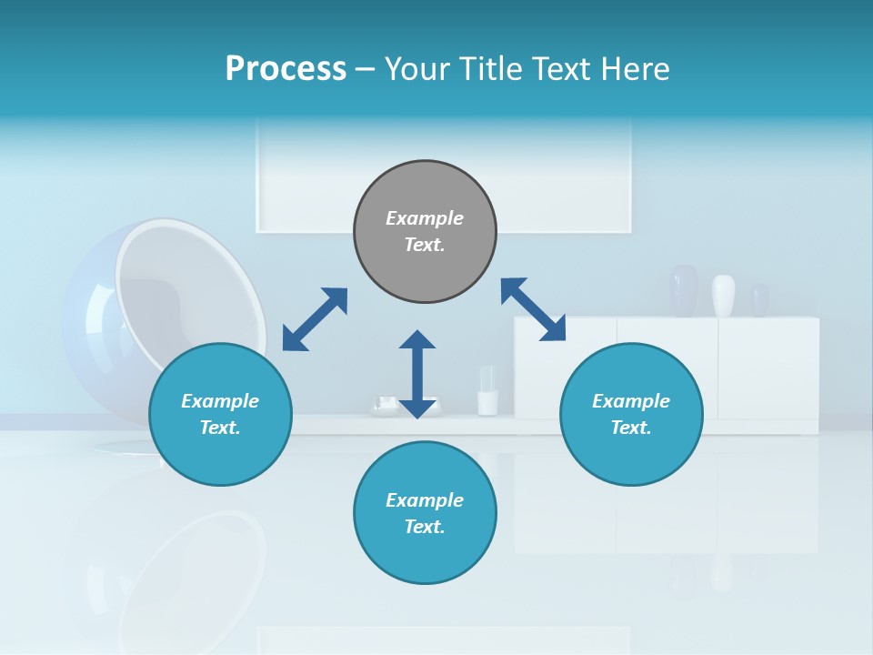 Blue Modern Living Room With Blank Canvas PowerPoint Template