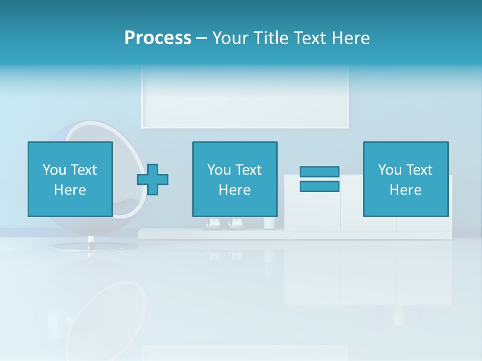 Blue Modern Living Room With Blank Canvas PowerPoint Template