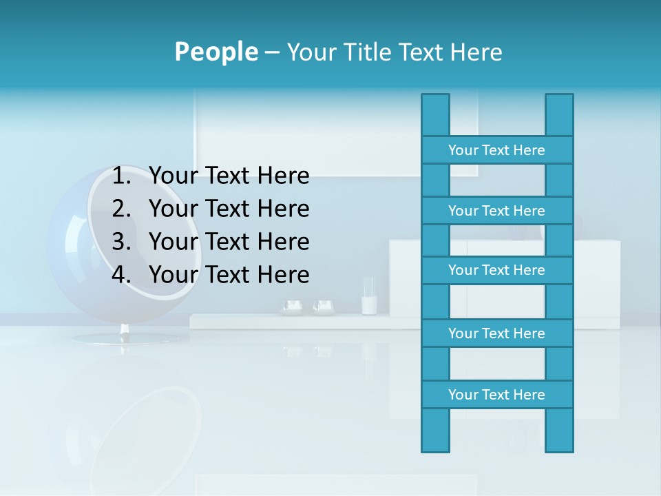 Blue Modern Living Room With Blank Canvas PowerPoint Template