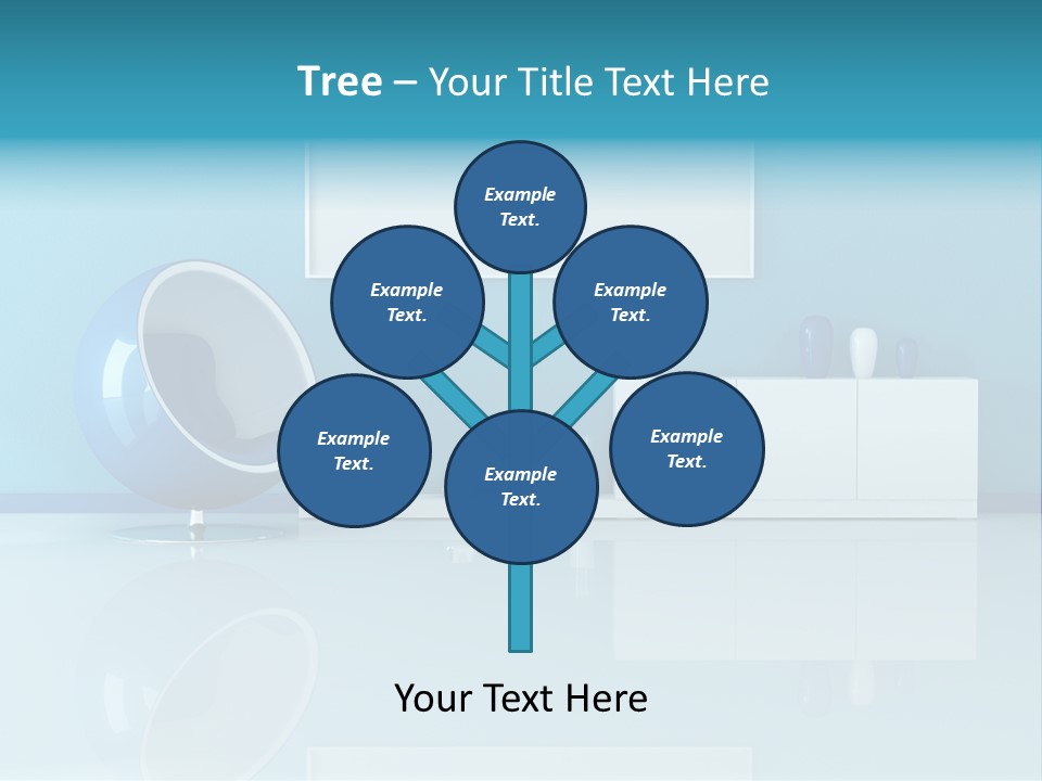 Blue Modern Living Room With Blank Canvas PowerPoint Template