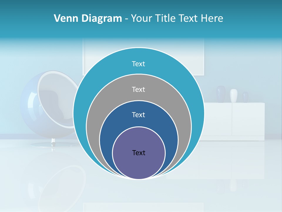 Blue Modern Living Room With Blank Canvas PowerPoint Template