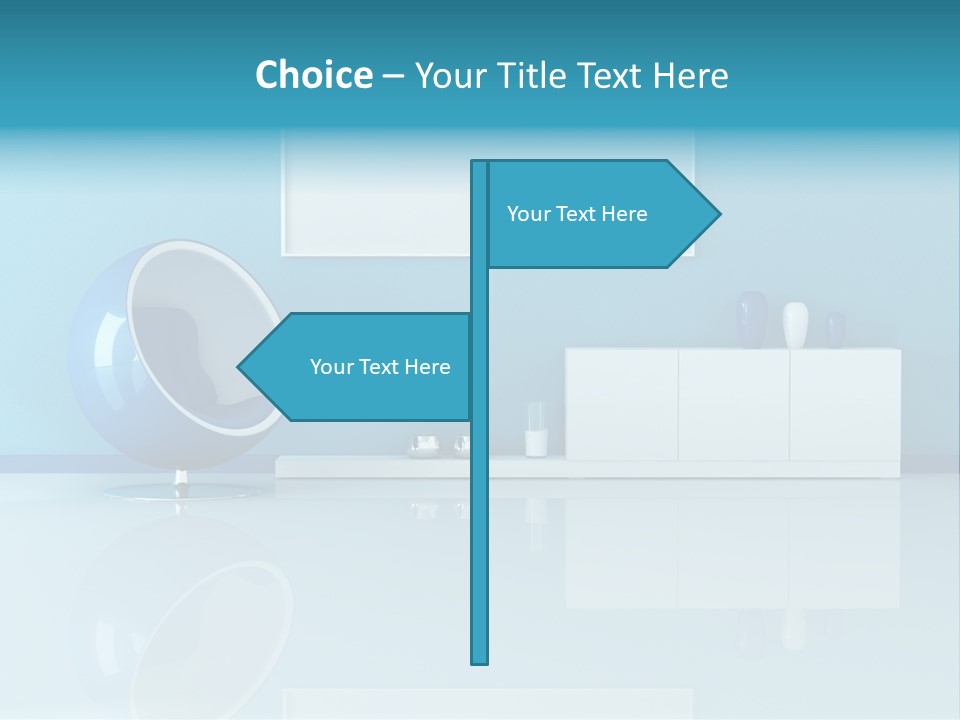 Blue Modern Living Room With Blank Canvas PowerPoint Template