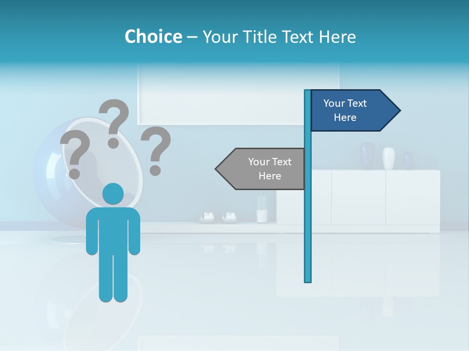 Blue Modern Living Room With Blank Canvas PowerPoint Template