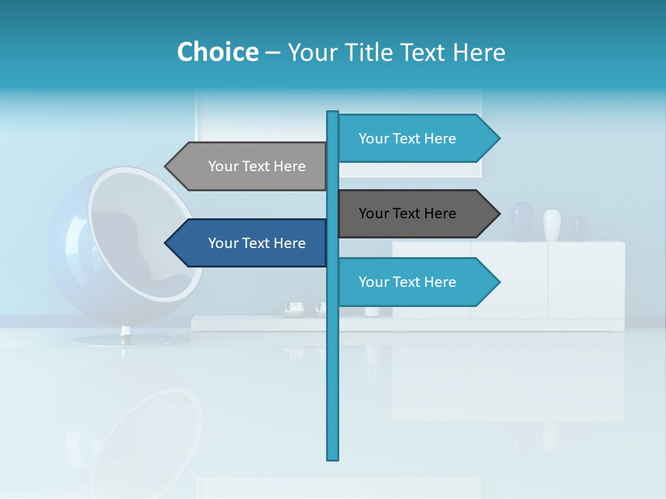 Blue Modern Living Room With Blank Canvas PowerPoint Template