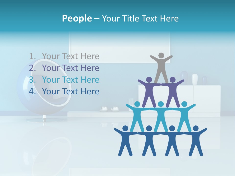 Blue Modern Living Room With Blank Canvas PowerPoint Template