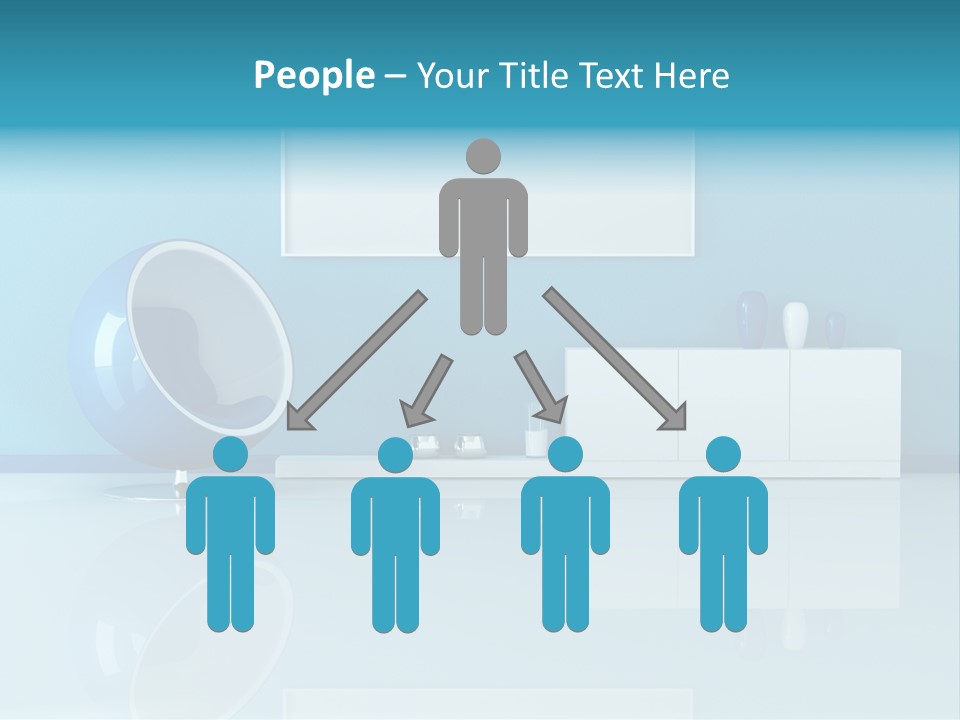 Blue Modern Living Room With Blank Canvas PowerPoint Template