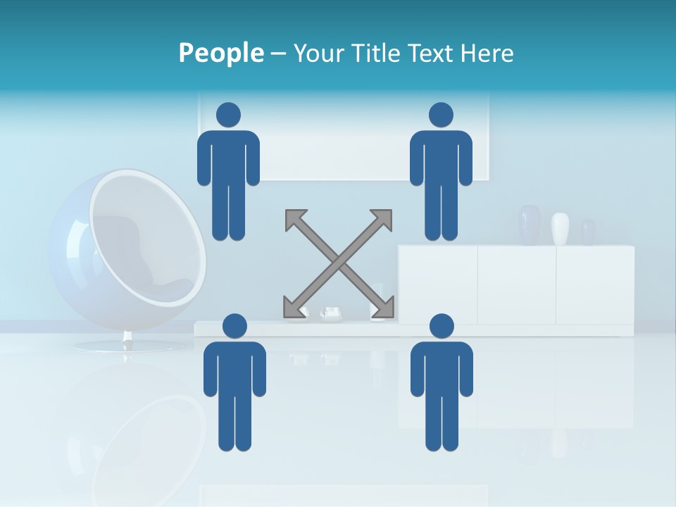 Blue Modern Living Room With Blank Canvas PowerPoint Template