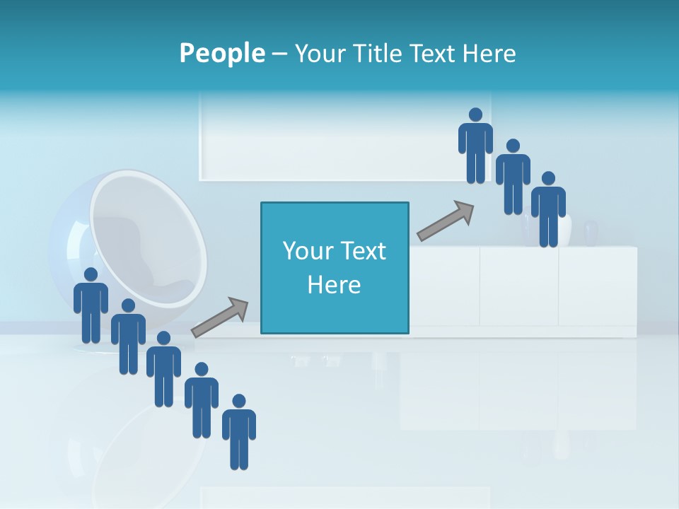 Blue Modern Living Room With Blank Canvas PowerPoint Template