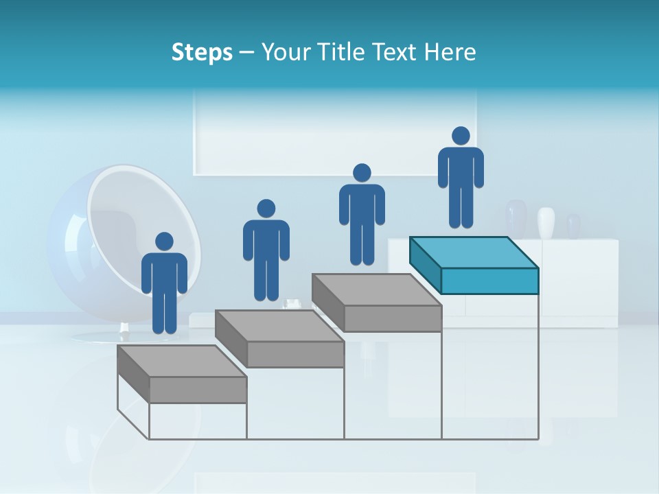 Blue Modern Living Room With Blank Canvas PowerPoint Template