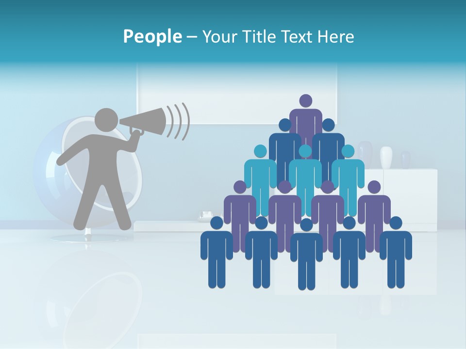 Blue Modern Living Room With Blank Canvas PowerPoint Template