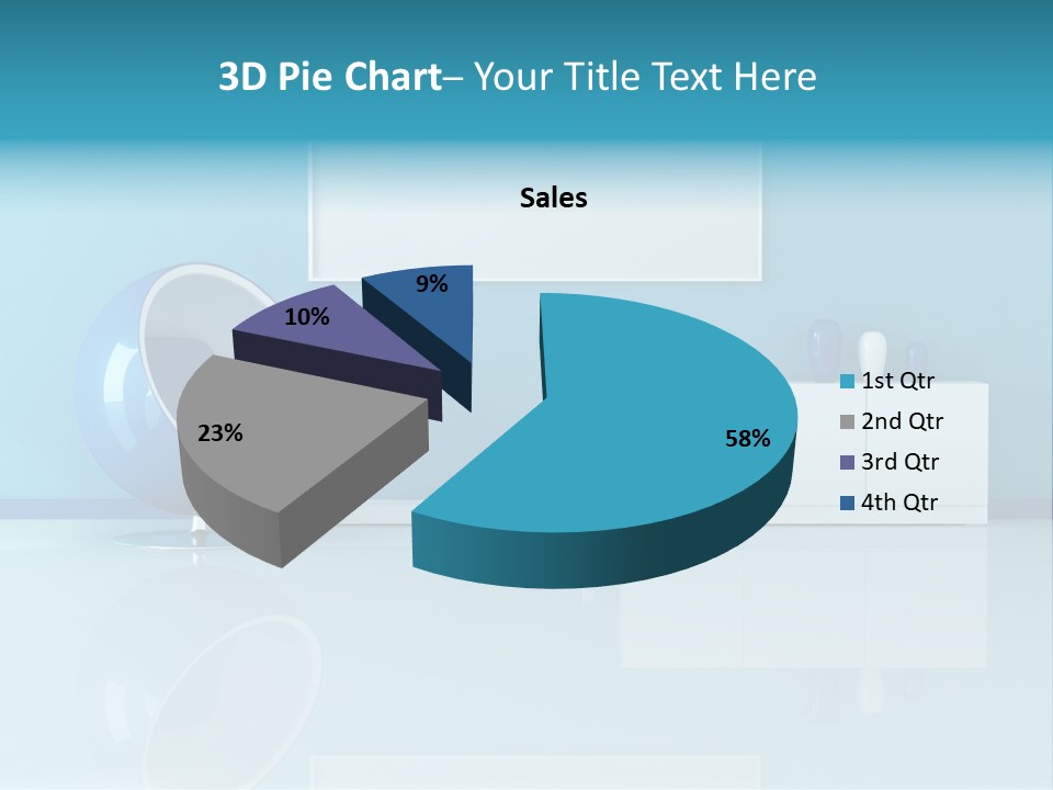 Blue Modern Living Room With Blank Canvas PowerPoint Template