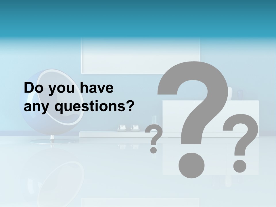 Blue Modern Living Room With Blank Canvas PowerPoint Template