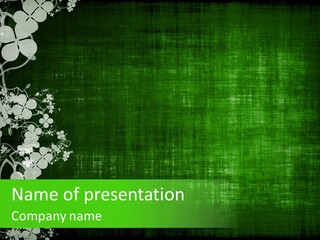 Green Grunge Floral Decor Old Texture Background PowerPoint Template