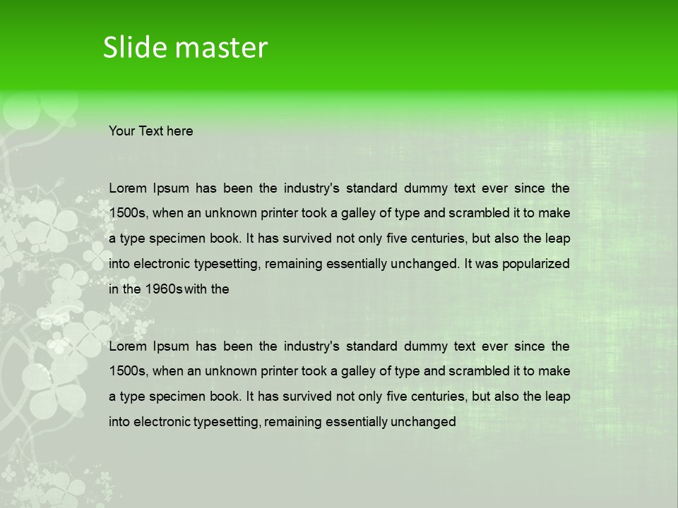 Green Grunge Floral Decor Old Texture Background PowerPoint Template