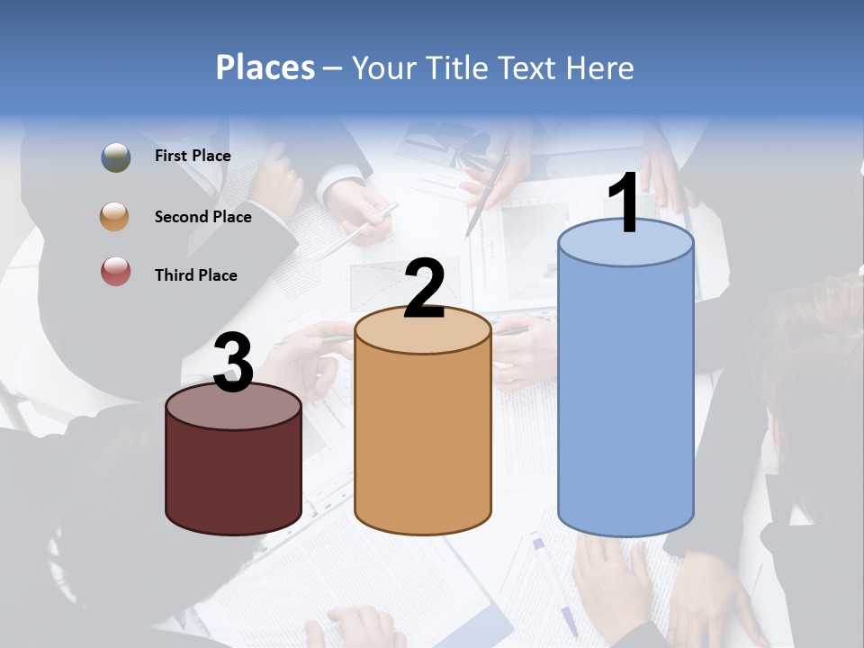 Above View Of Successful Workteam Discussing New Plan At Meeting PowerPoint Template