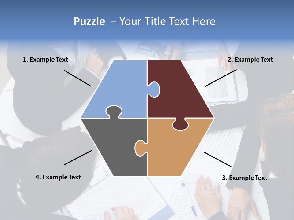 Above View Of Successful Workteam Discussing New Plan At Meeting PowerPoint Template