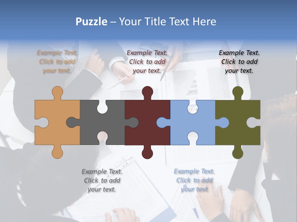 Above View Of Successful Workteam Discussing New Plan At Meeting PowerPoint Template