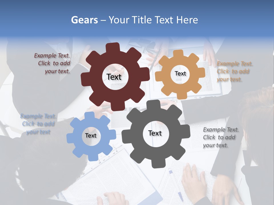 Above View Of Successful Workteam Discussing New Plan At Meeting PowerPoint Template