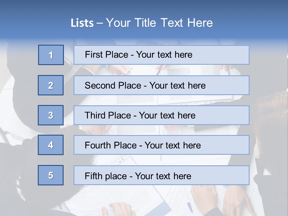 Above View Of Successful Workteam Discussing New Plan At Meeting PowerPoint Template