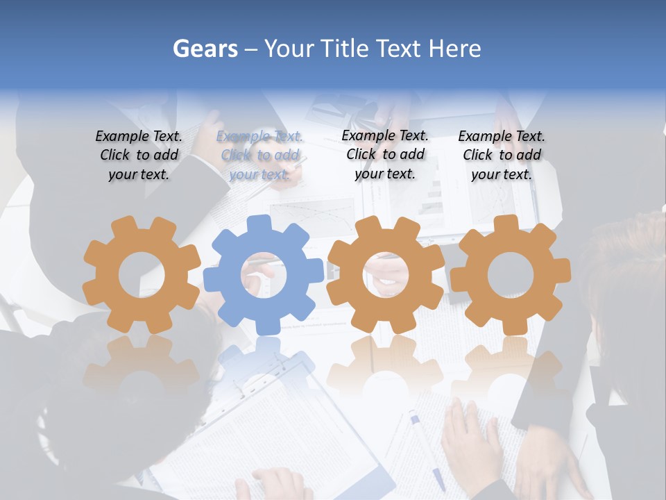 Above View Of Successful Workteam Discussing New Plan At Meeting PowerPoint Template