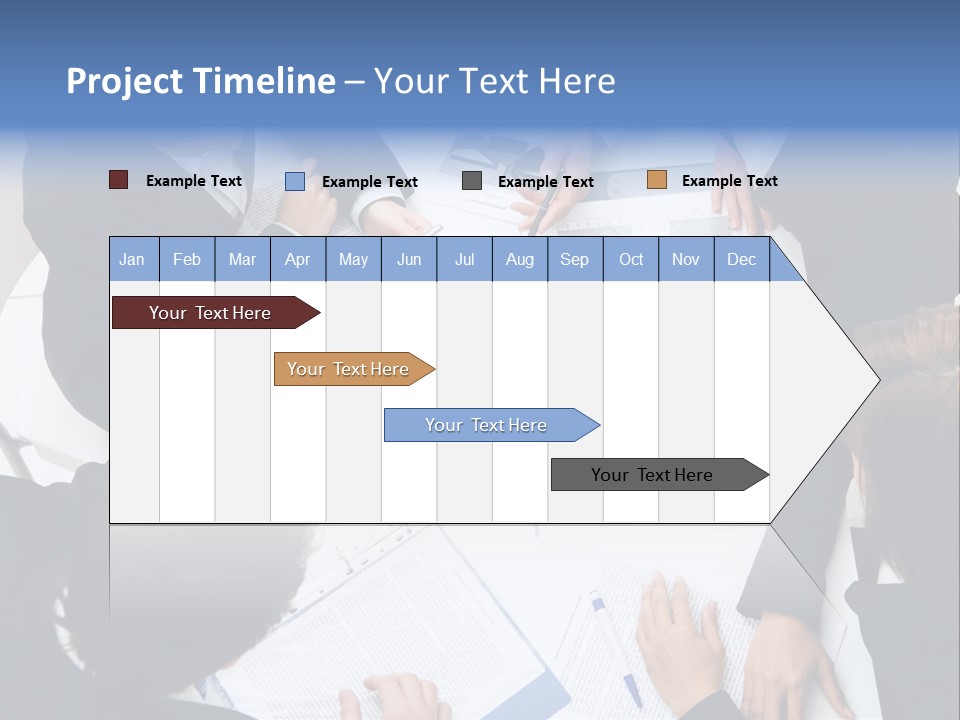 Above View Of Successful Workteam Discussing New Plan At Meeting PowerPoint Template