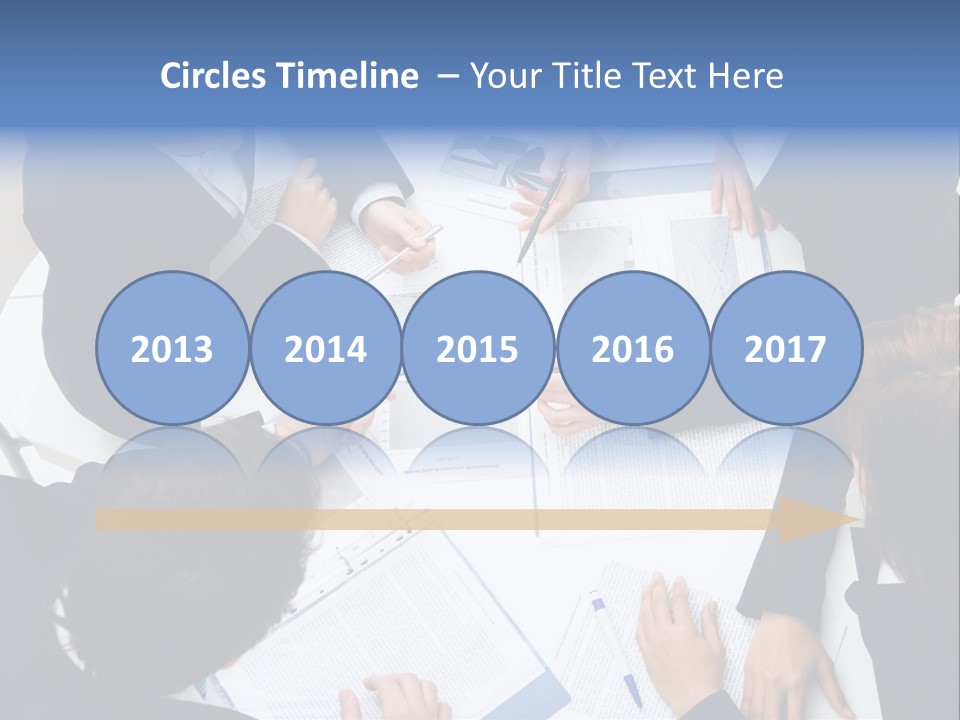 Above View Of Successful Workteam Discussing New Plan At Meeting PowerPoint Template