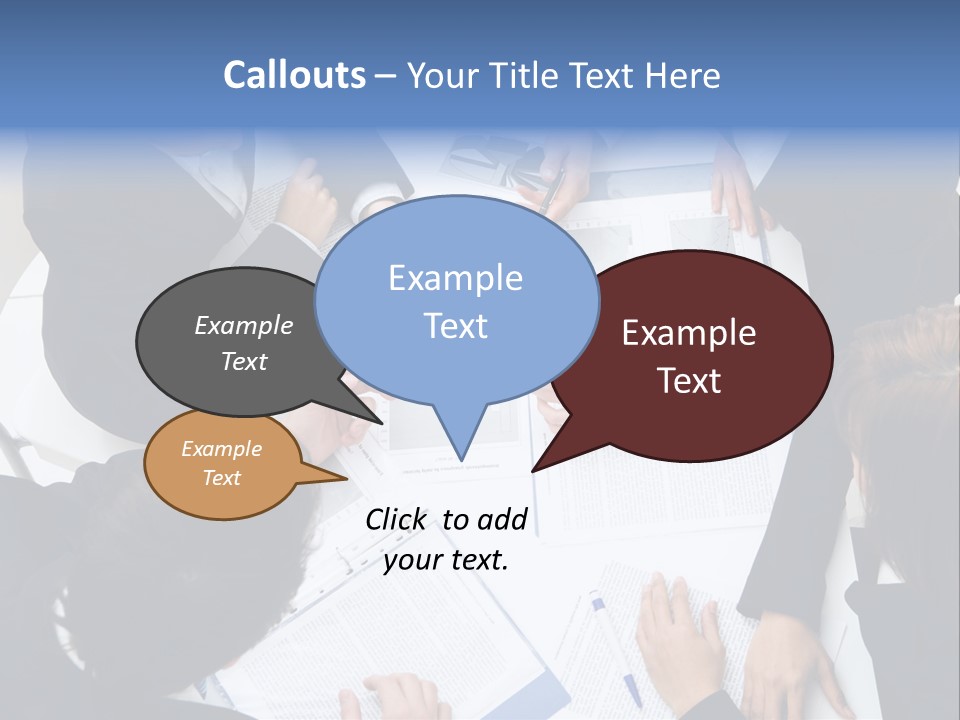 Above View Of Successful Workteam Discussing New Plan At Meeting PowerPoint Template