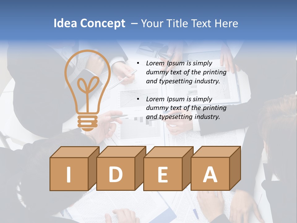 Above View Of Successful Workteam Discussing New Plan At Meeting PowerPoint Template