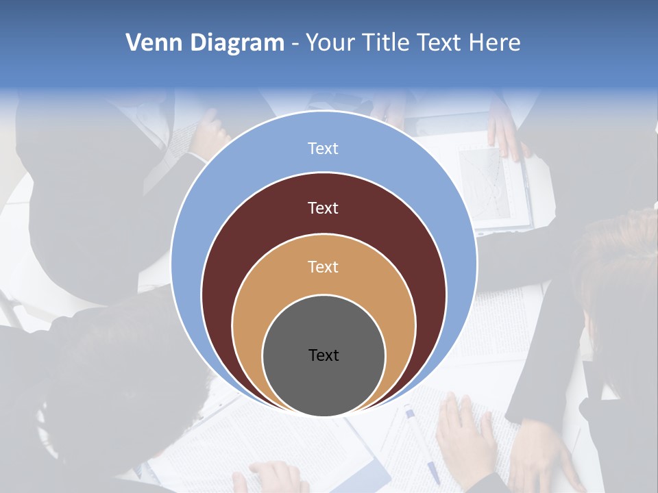 Above View Of Successful Workteam Discussing New Plan At Meeting PowerPoint Template