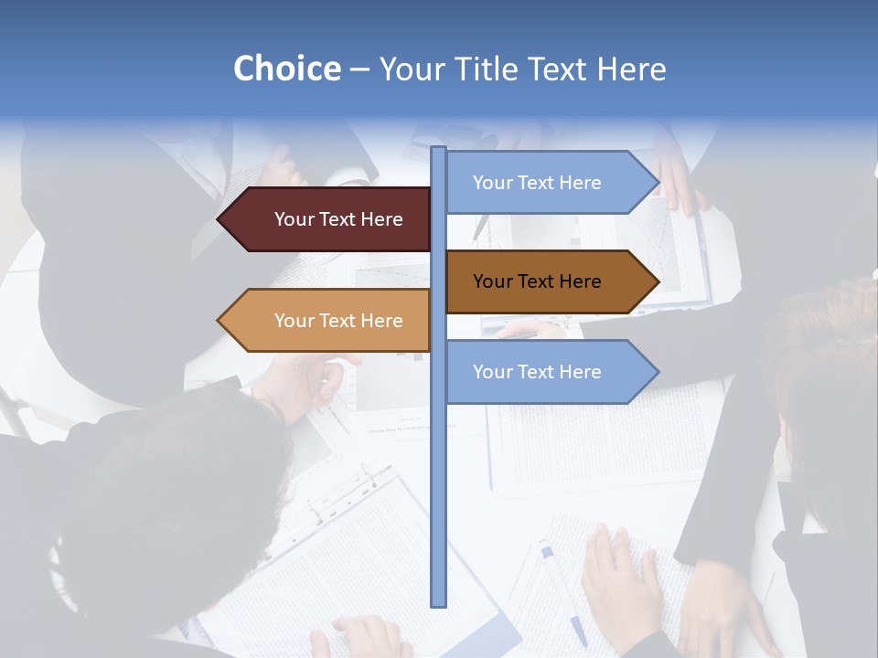 Above View Of Successful Workteam Discussing New Plan At Meeting PowerPoint Template