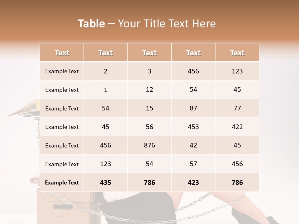 Successful Young Businesswoman Sitting Next To Pile Of Documents PowerPoint Template