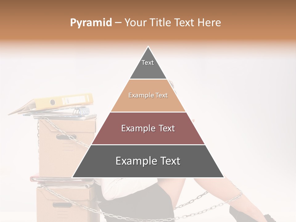 Successful Young Businesswoman Sitting Next To Pile Of Documents PowerPoint Template