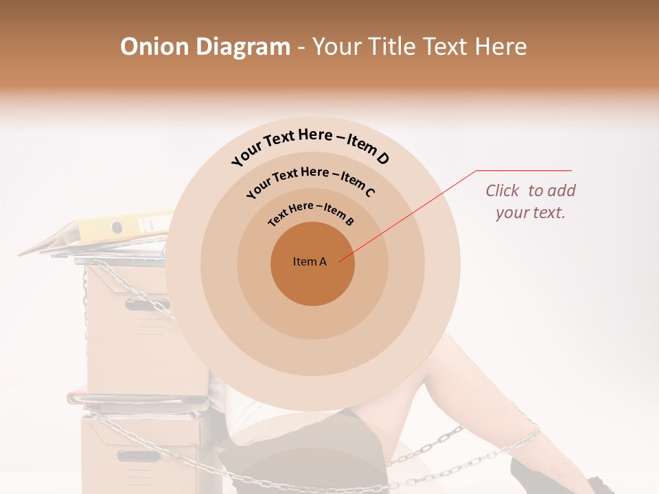 Successful Young Businesswoman Sitting Next To Pile Of Documents PowerPoint Template