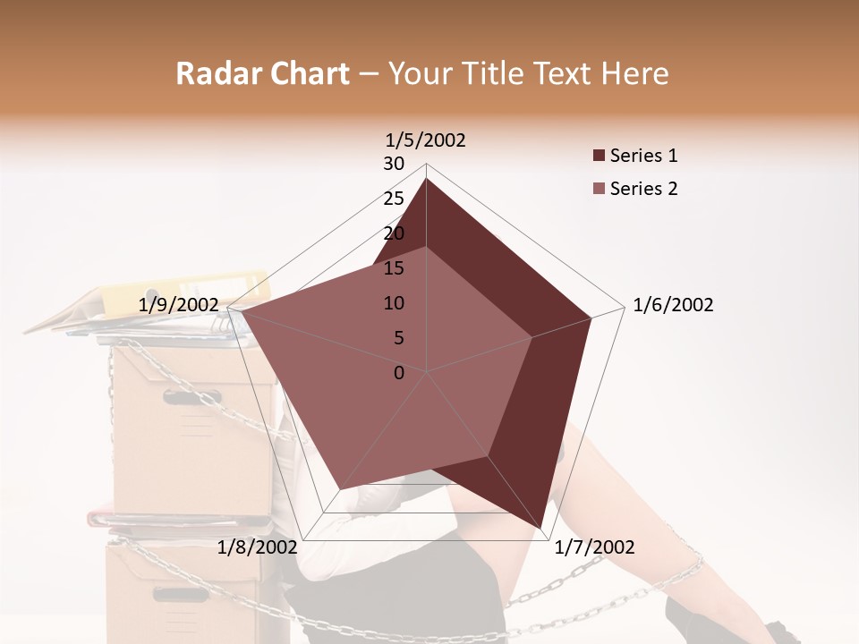 Successful Young Businesswoman Sitting Next To Pile Of Documents PowerPoint Template