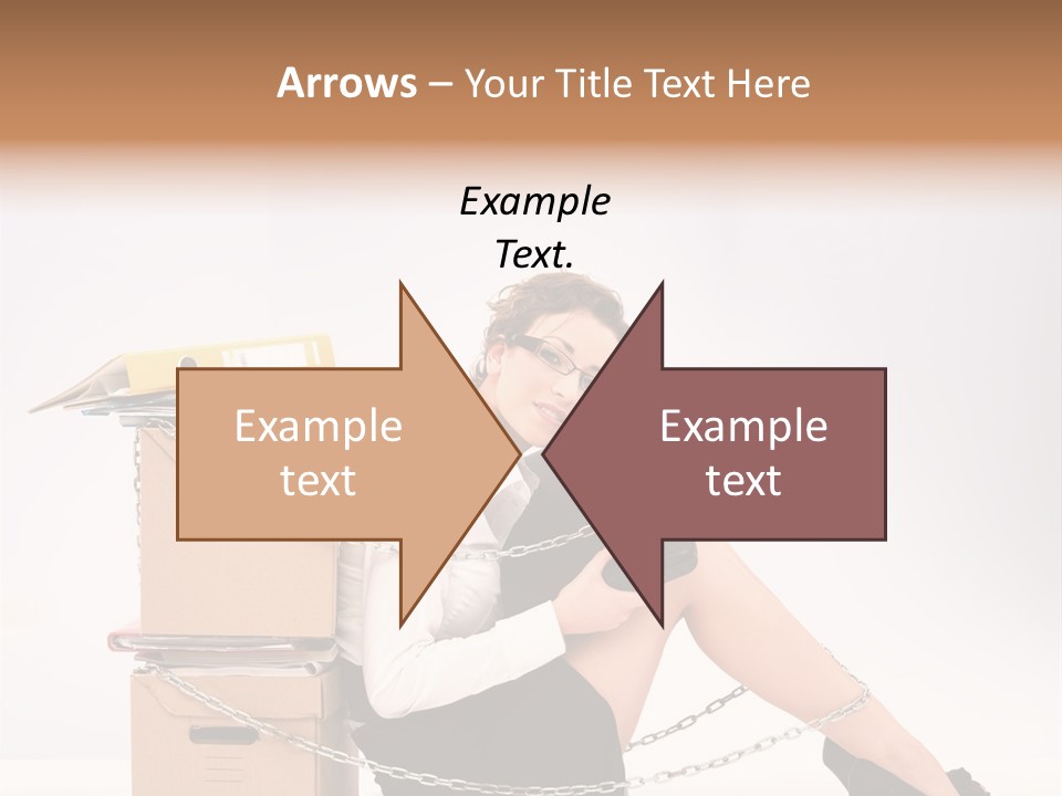 Successful Young Businesswoman Sitting Next To Pile Of Documents PowerPoint Template