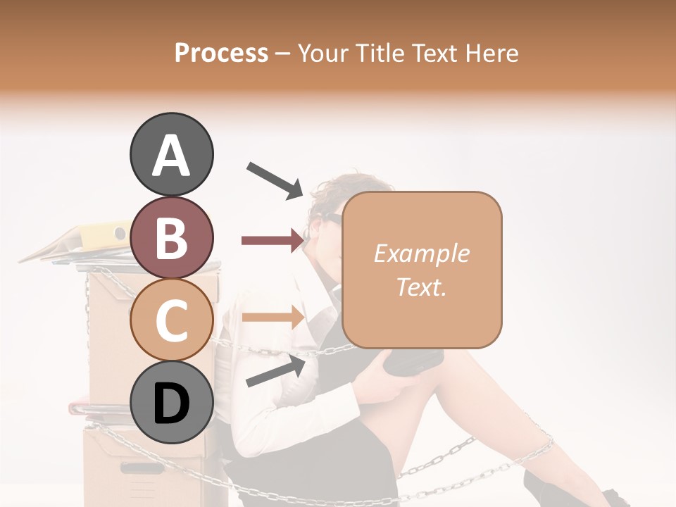 Successful Young Businesswoman Sitting Next To Pile Of Documents PowerPoint Template