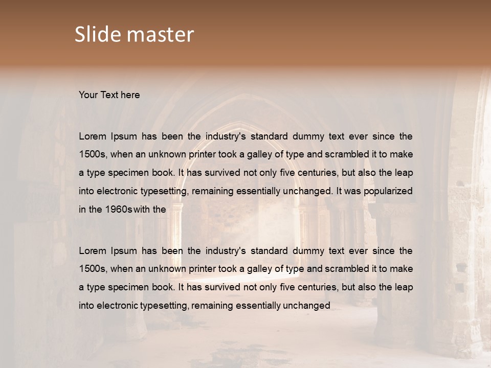 A Mystical View Of The Interior Of A Ruined Church PowerPoint Template