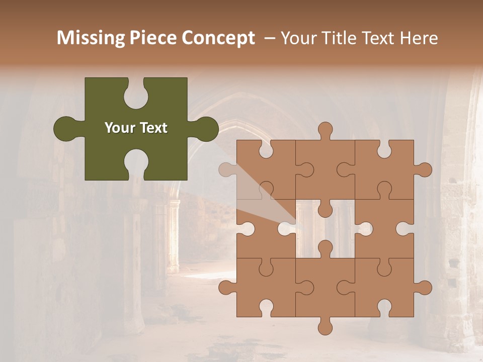 A Mystical View Of The Interior Of A Ruined Church PowerPoint Template