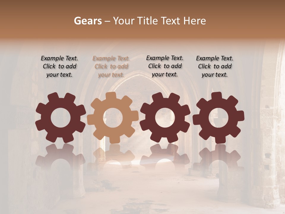 A Mystical View Of The Interior Of A Ruined Church PowerPoint Template