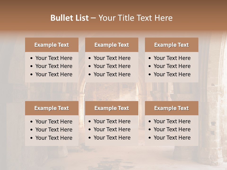 A Mystical View Of The Interior Of A Ruined Church PowerPoint Template