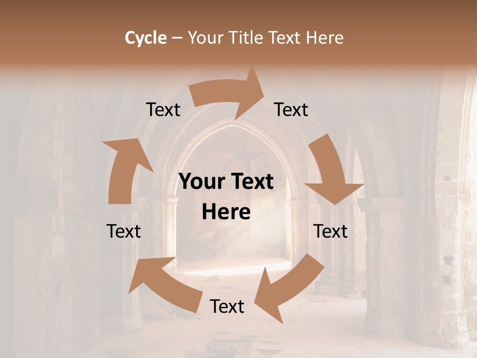 A Mystical View Of The Interior Of A Ruined Church PowerPoint Template